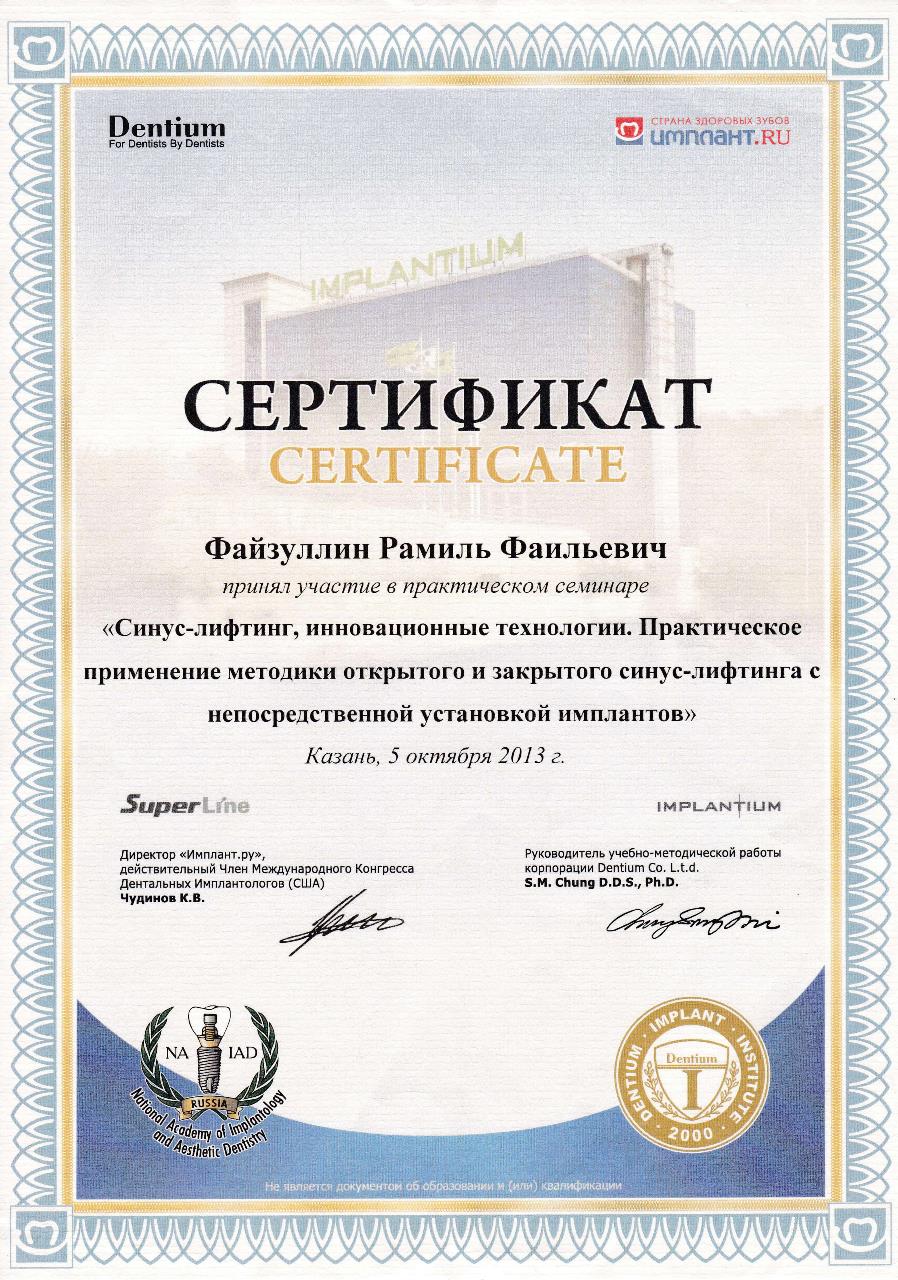Сертификат - Файзуллин Рамиль