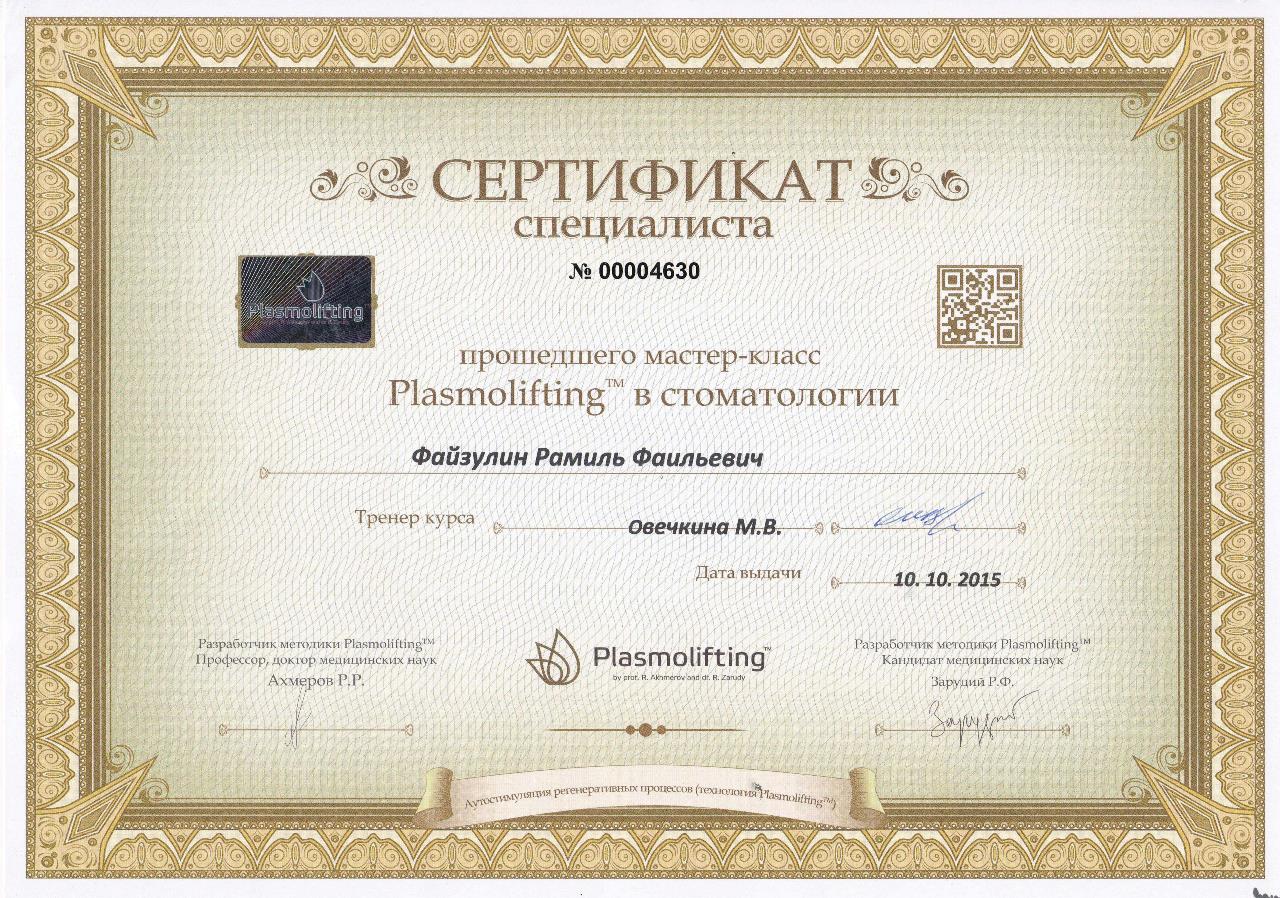 Сертификат - Файзуллин Рамиль